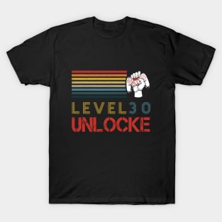 Level 30 Unlocked 30 Years Old Video Gamer 30th Birthday T-Shirt